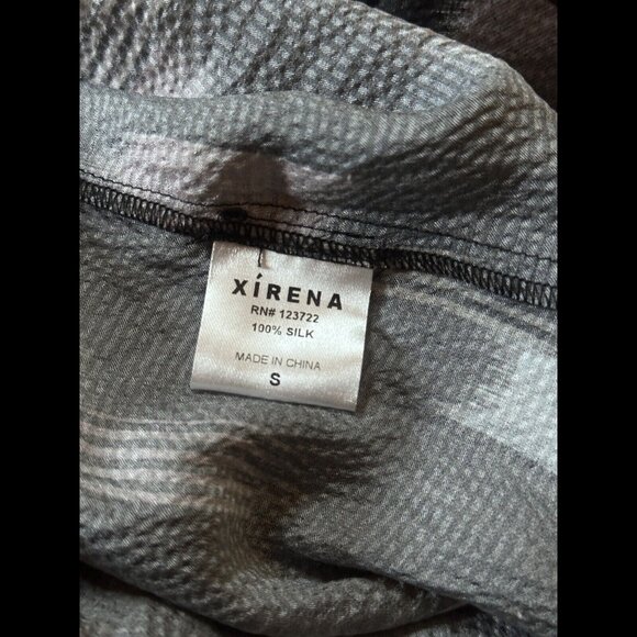 Xirena Dress Small Womens Black Pinched Long Sleeve Abstract 100% Silk Cocktail - Picture 8 of 8